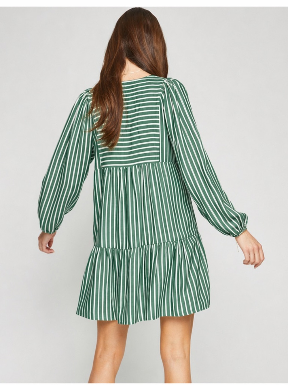 Gentle Fawn Green Striped Midi Dress - Picture 2 of 16